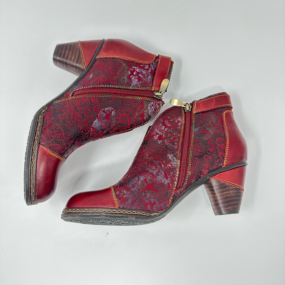 L'Artiste by Spring Step Women's So Cute Red Suede Ankle Boots New - Picture 5 of 14